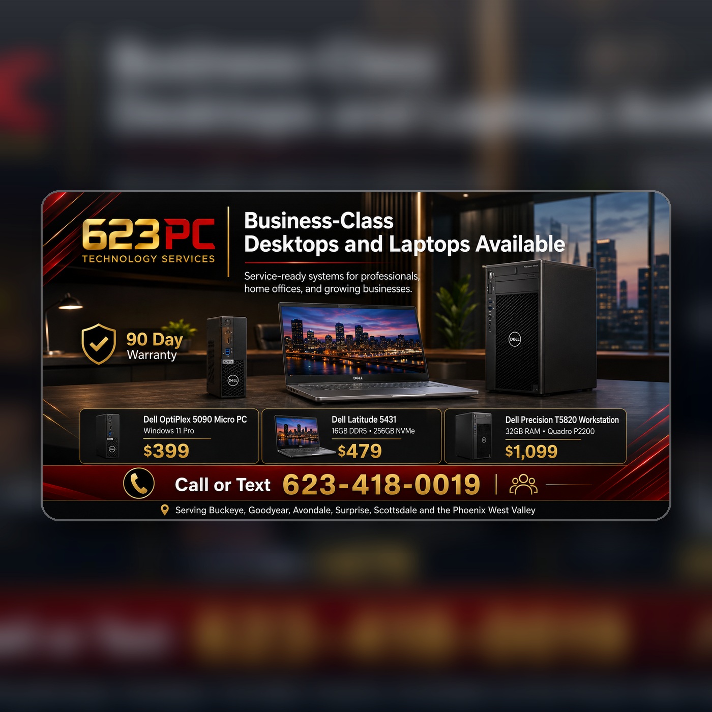 623 PC Technology Services premium computer systems hero header